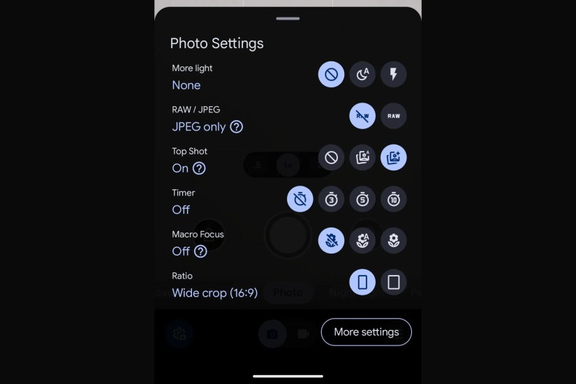 Photo Settings in Google Pixel 8