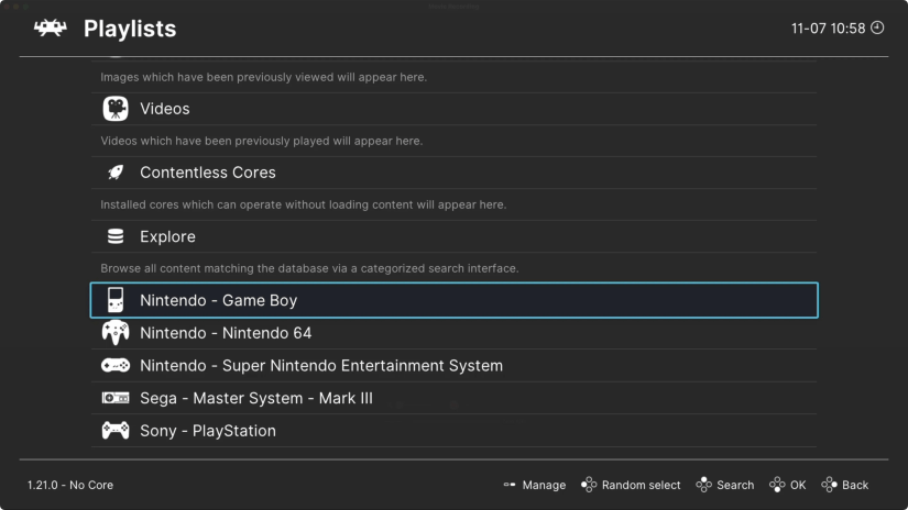 Playing games within RetroArch.