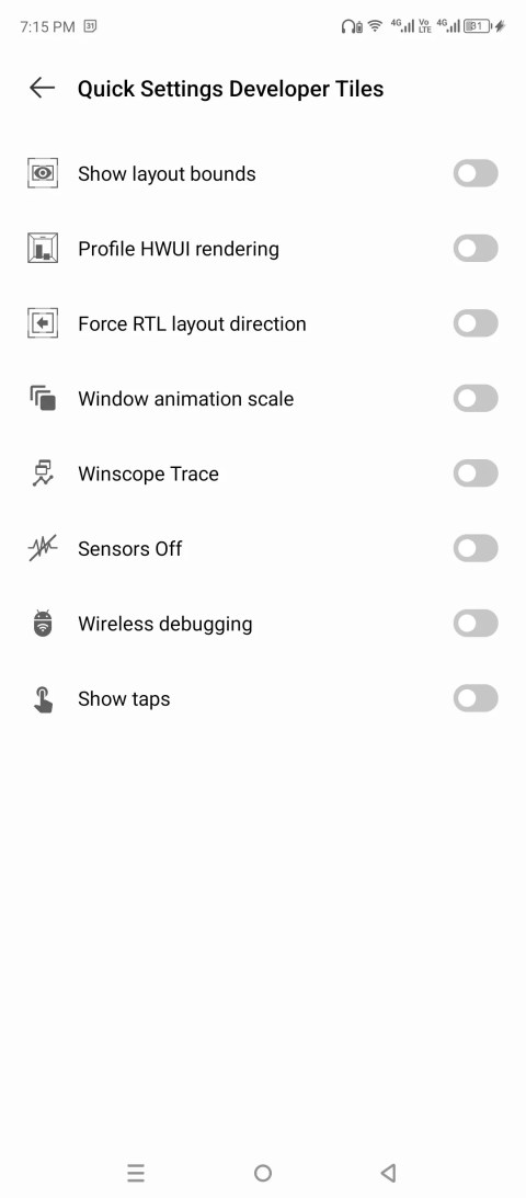 Quick tiles in developer options.