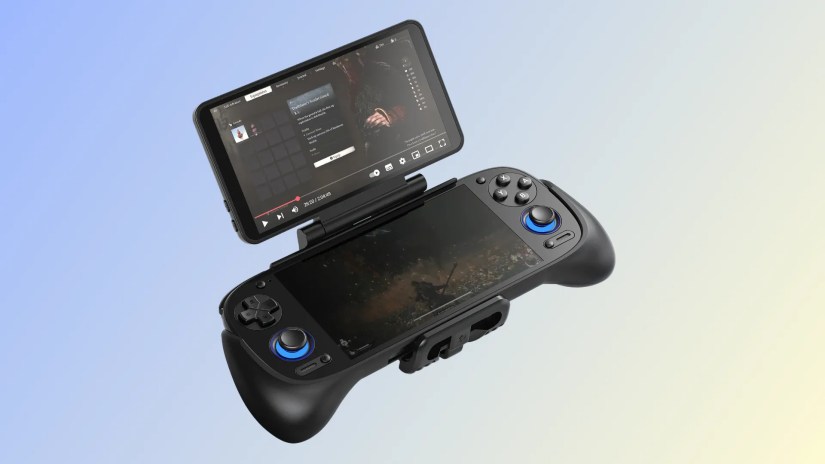 Retroid Pocket 5 with the Dual Screen Add On attached to it.