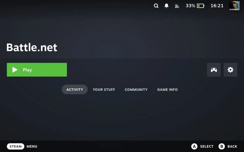Running Battle.net in your Steam library.