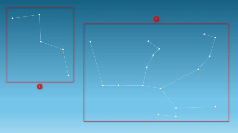 The Cassiopeia and Perseus constellations.