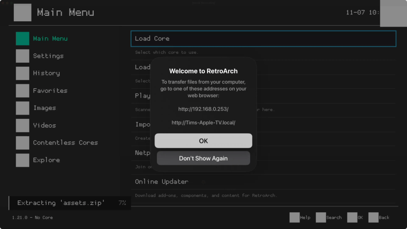 Transfer files to RetroArch.