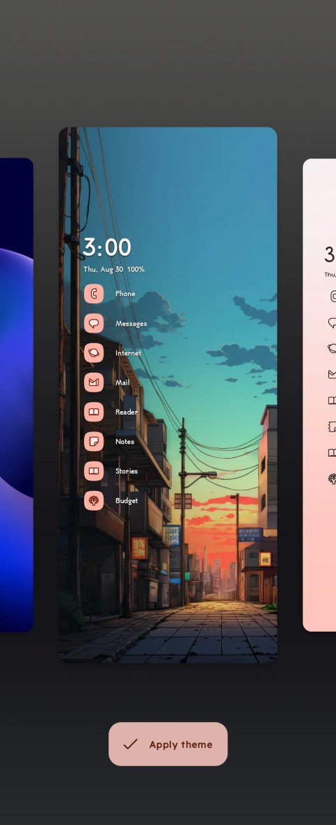A cityscape theme available in Niagara Launcher.