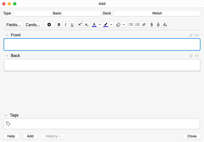 Anki running on a Mac.
