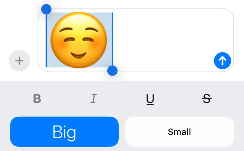 Applying a &ldquo;Big&rdquo; text effect to an emoji.