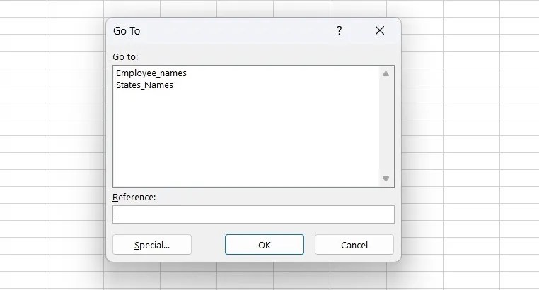 Go-to dialog box