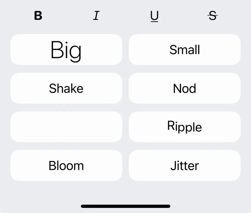 iMessage text effects on an iPhone.