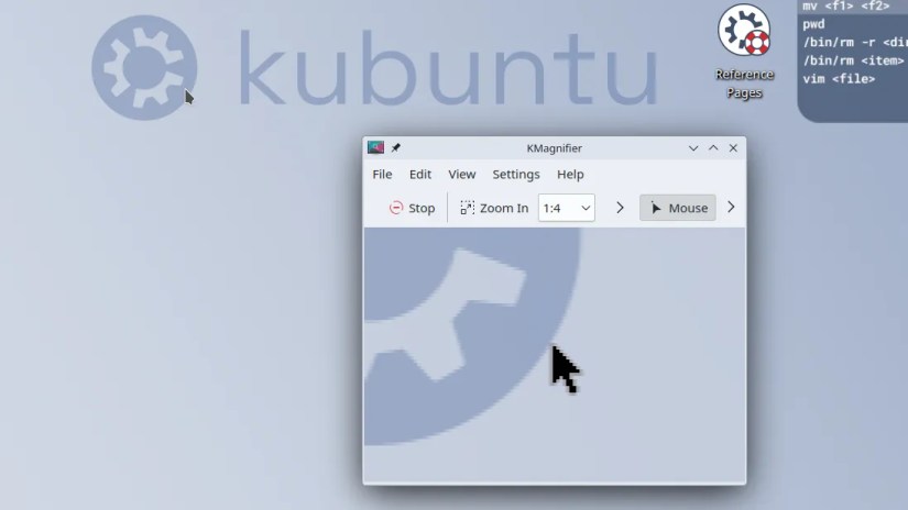 KMagnifier app with the Kubuntu logo zoomed in.