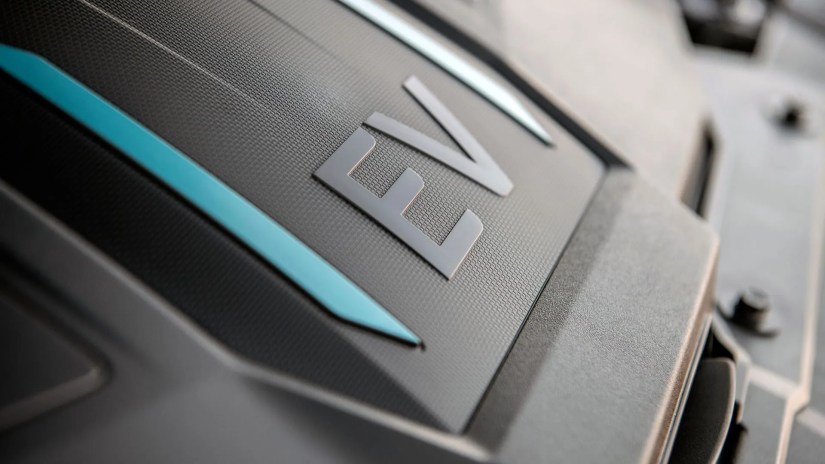 Close-up shot under the hood of a 2023 Hyundai Ioniq 5.