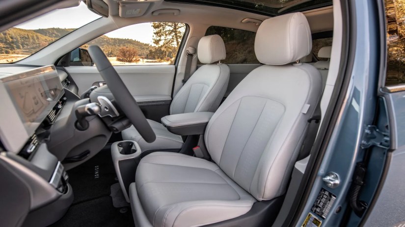 Shot of the front seats in a 2023 Hyunai Ioniq 5.