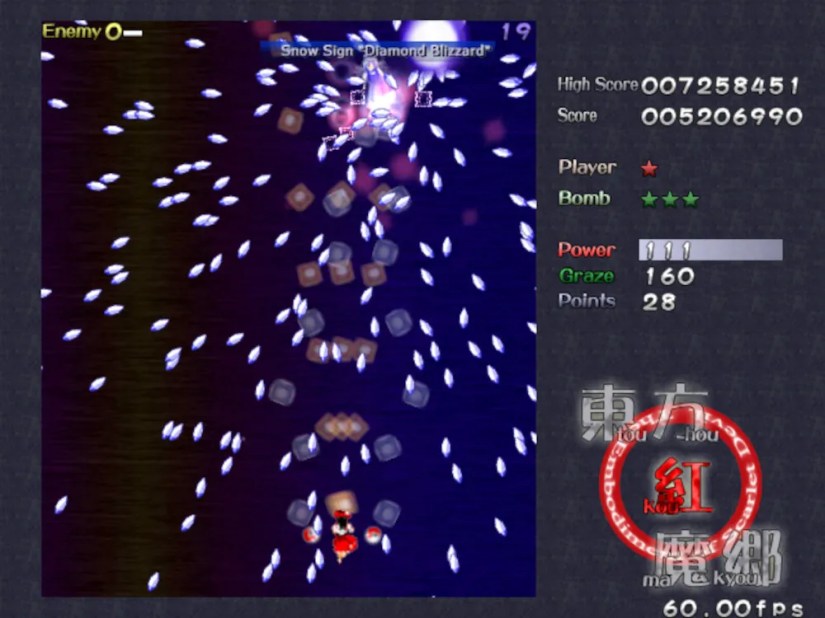 A boss fight against Cirno in Touhou  Koumakyou ~ the Embodiment of Scarlet Devil.