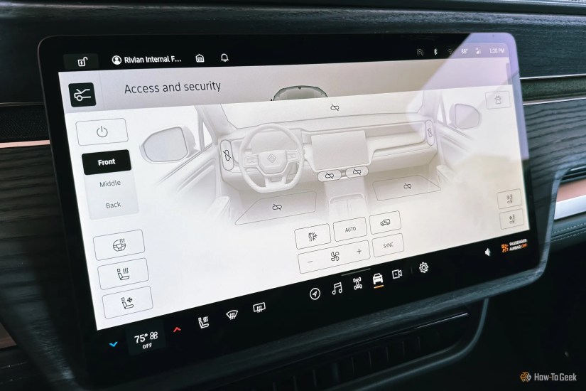 The large 15.3-inch display in the Rivian R1S