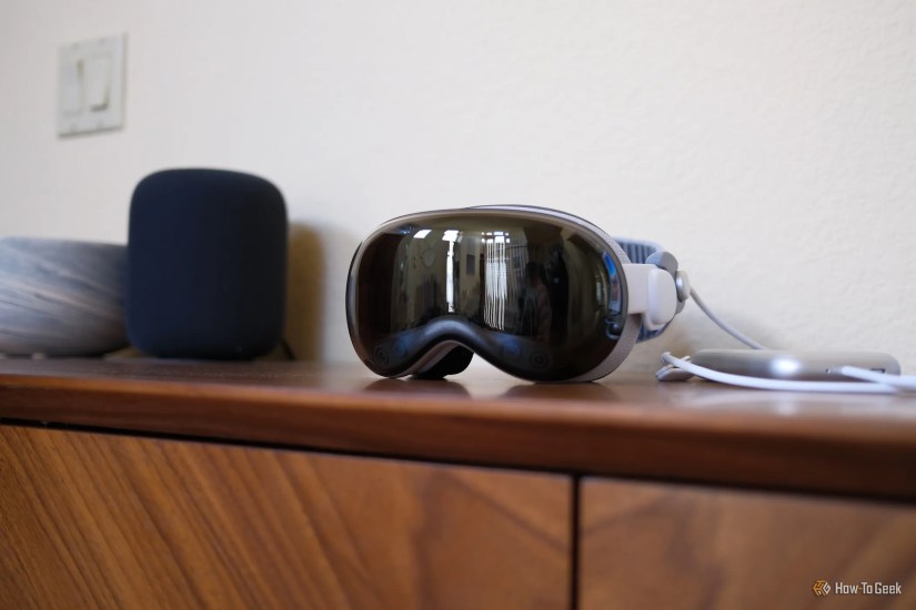 Front view of Apple Vision Pro on a table