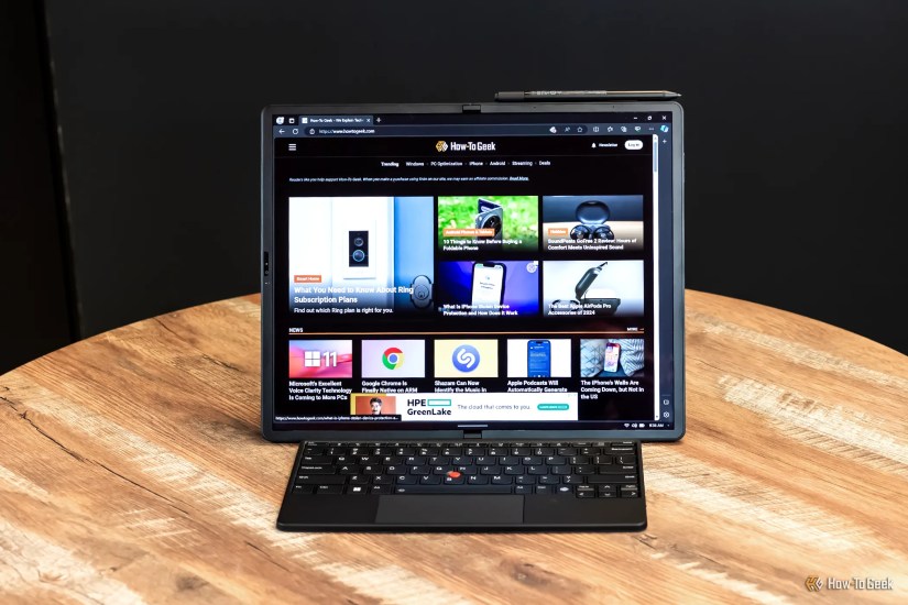 The Lenovo ThinkPad X1 Fold in the horizontal orientation.