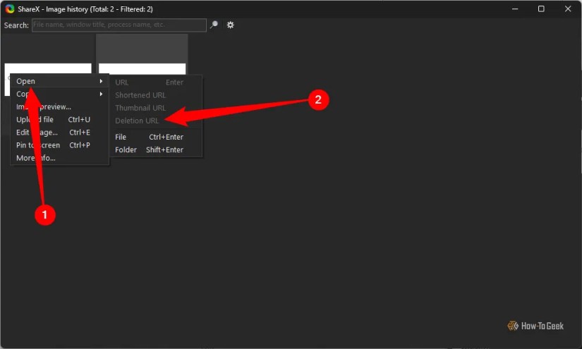 Deleting a photo from ShareX&rsquo;s auto cloud options.