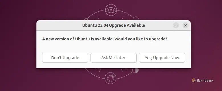 Ubuntu version upgrade prompt.