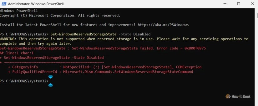 Reserved storage error in PowerShell.