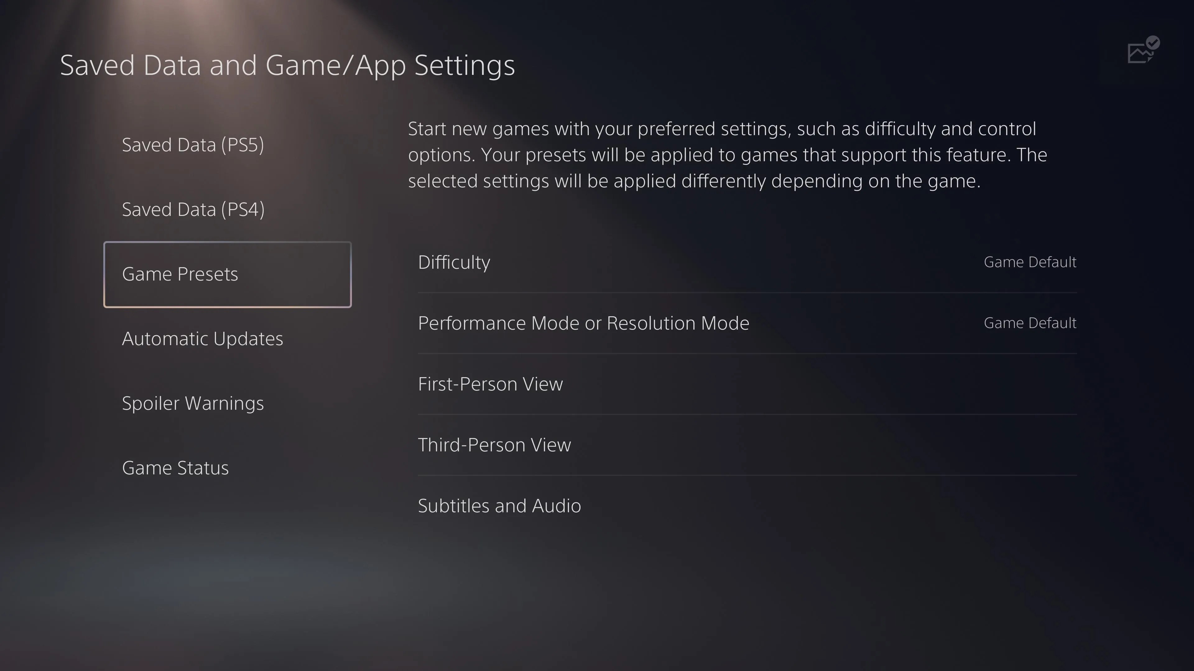 How to Choose Default Game Settings Across All PS5 Games