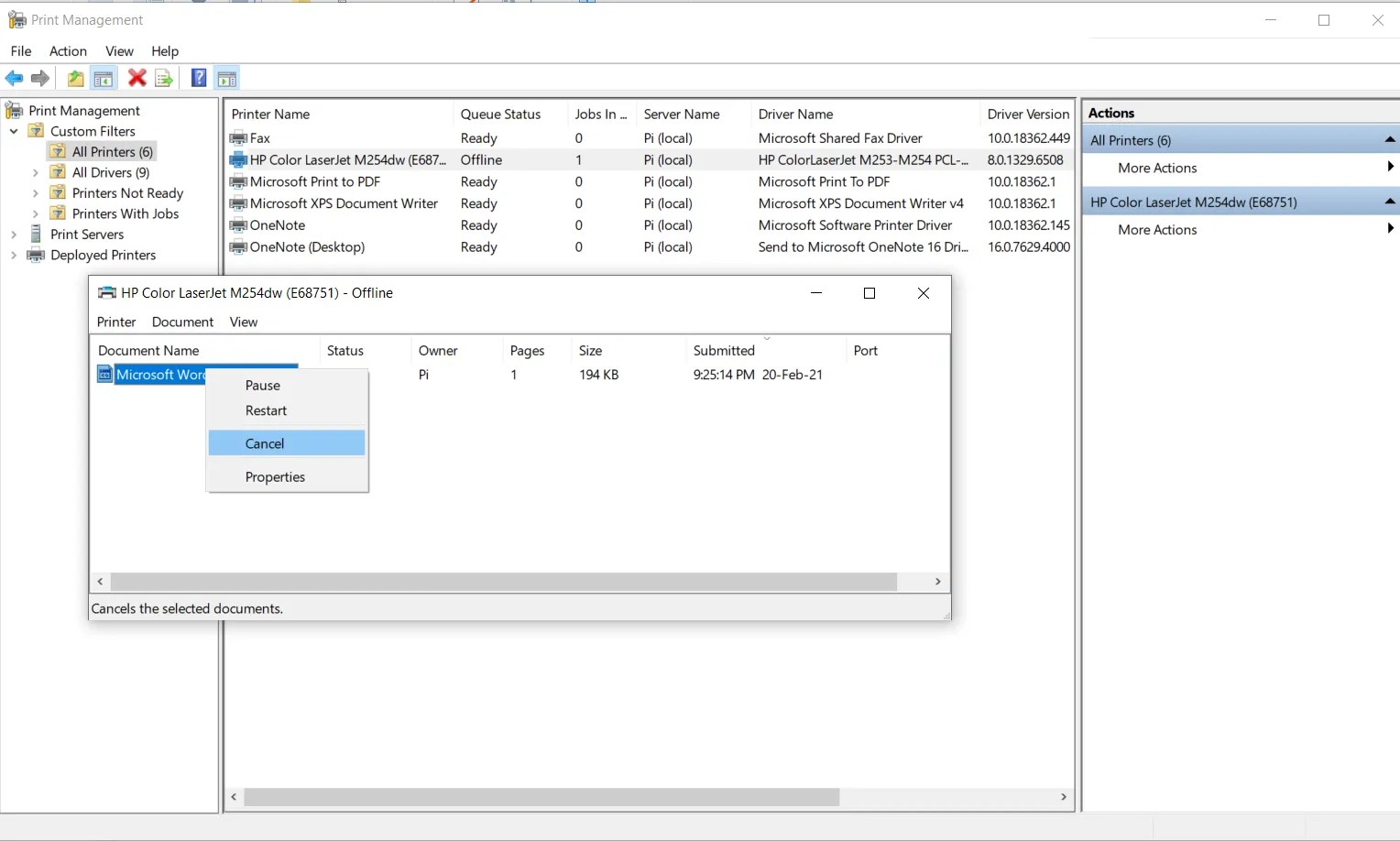 How to Cancel a Stuck Print Job in Windows 10