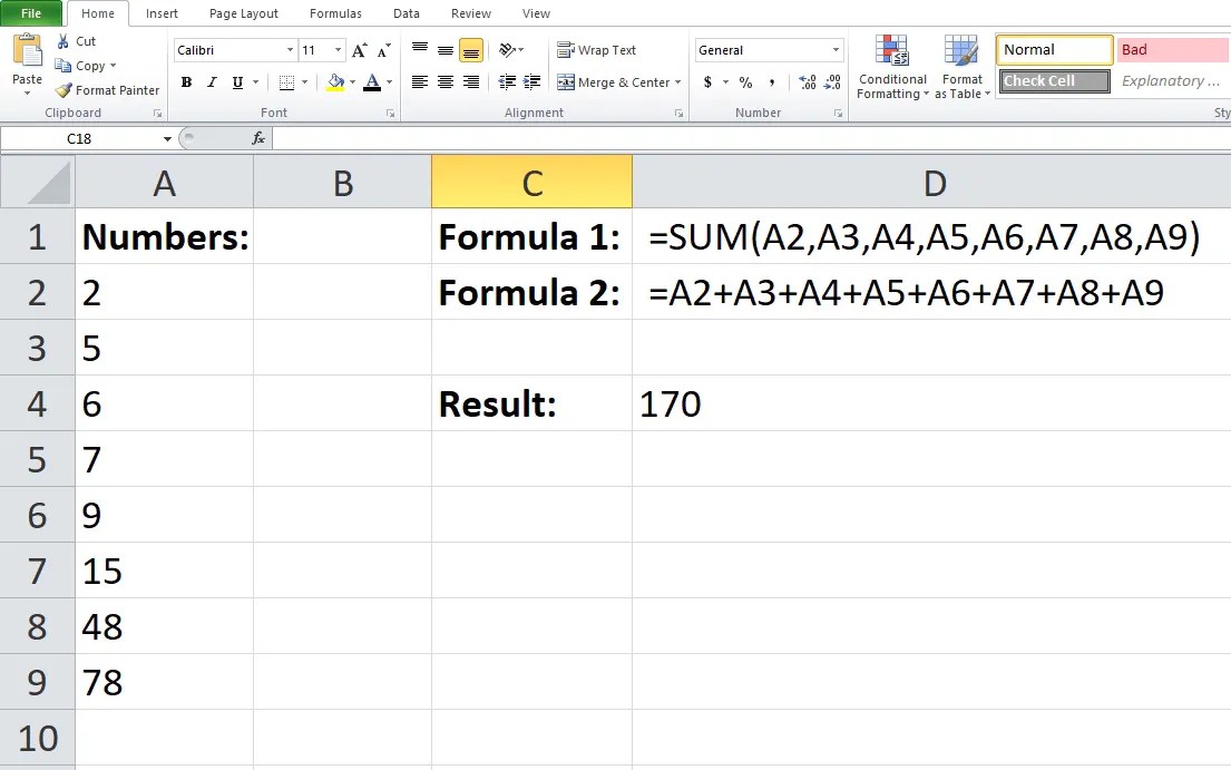 How to Add Numbers in Excel With the Sum Function