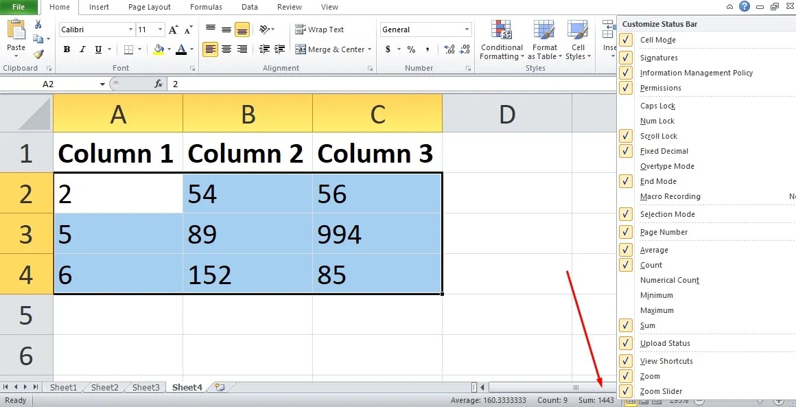 Function in excel for adding