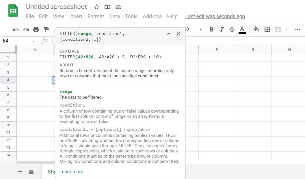 How to Use the FILTER Function in Google Sheets
