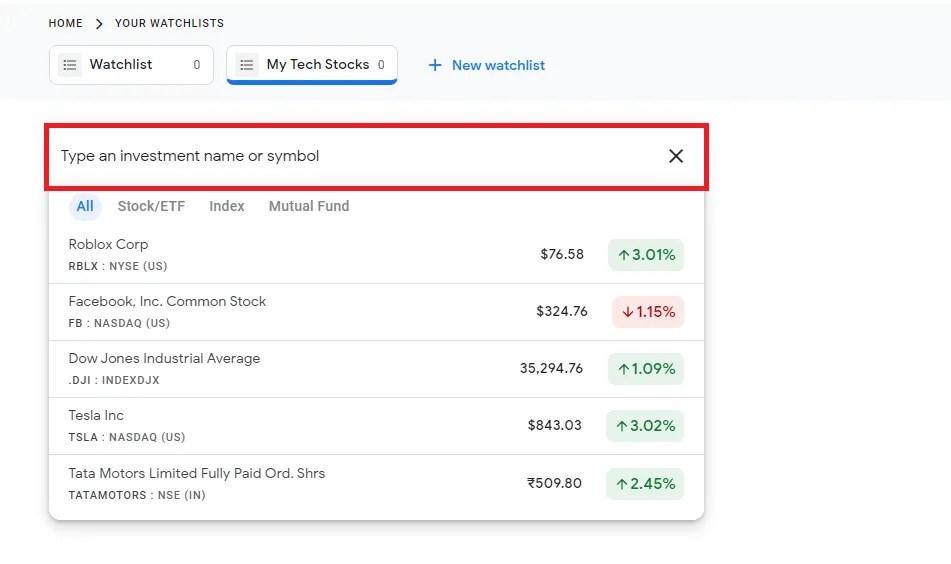 How to Create a Stocks Watchlist on Google Finance