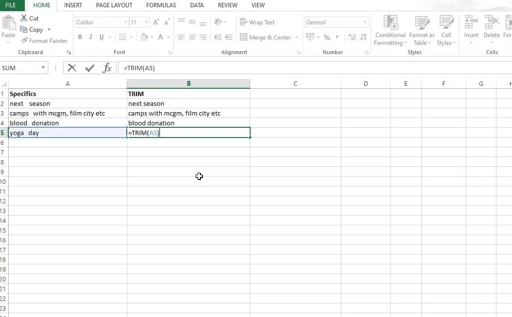 How to Remove Spaces in Excel