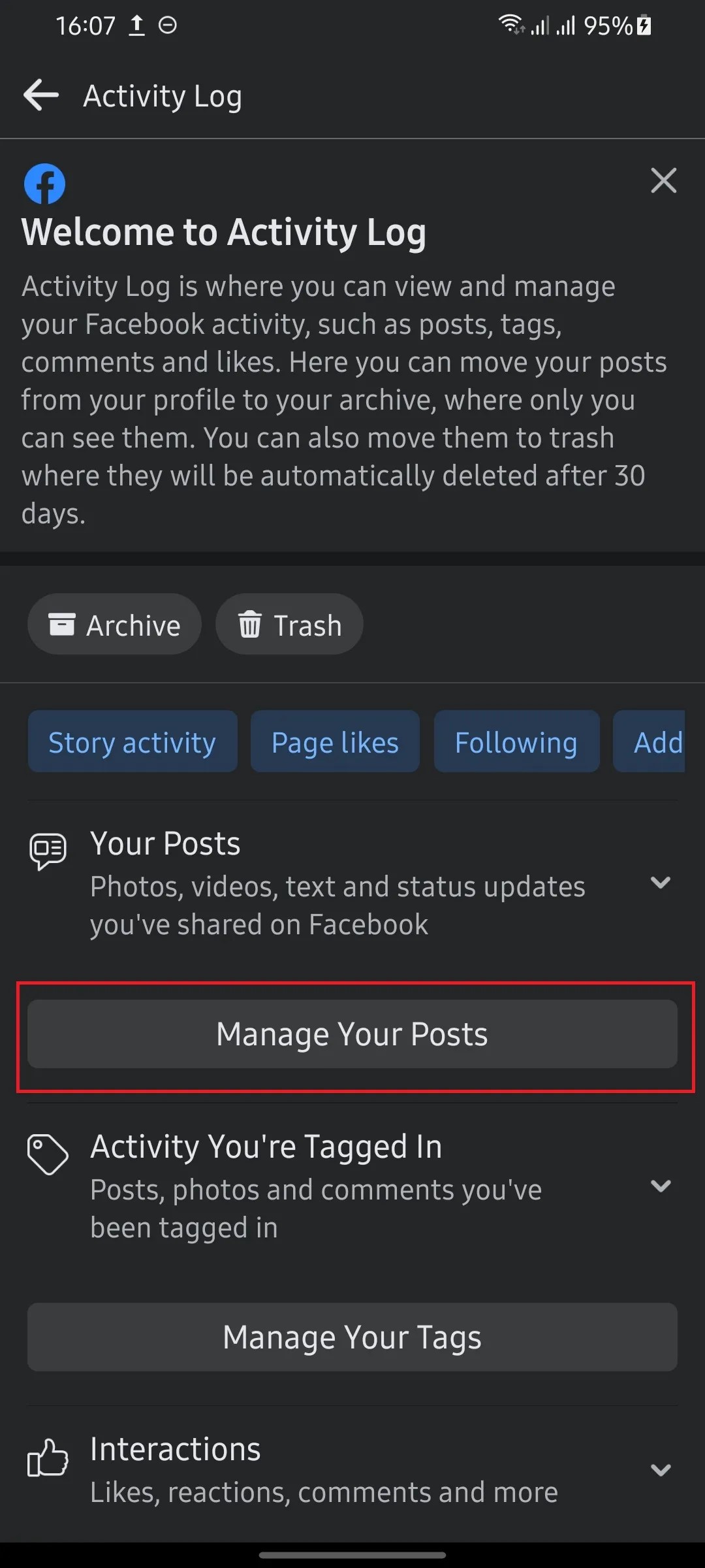How to Hide Facebook Posts From Everyone Using the Archive Feature