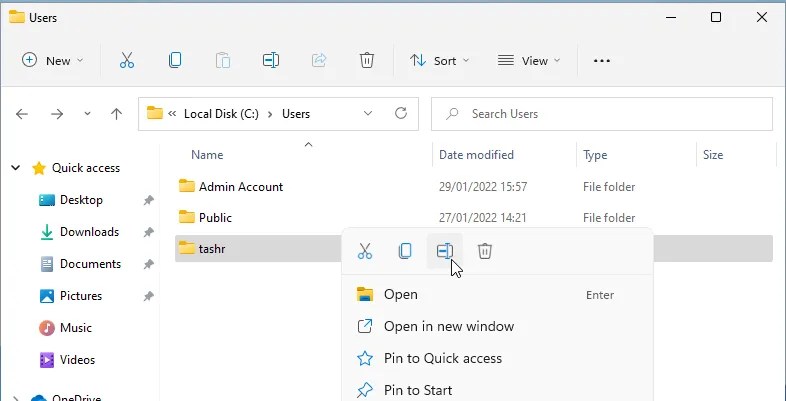 How to Change the User Profile Folder Name in Windows 11