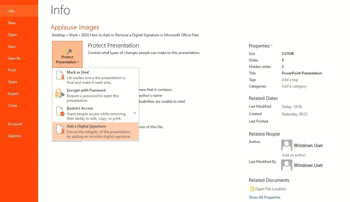 How to Add or Remove a Digital Signature in Microsoft Office Files