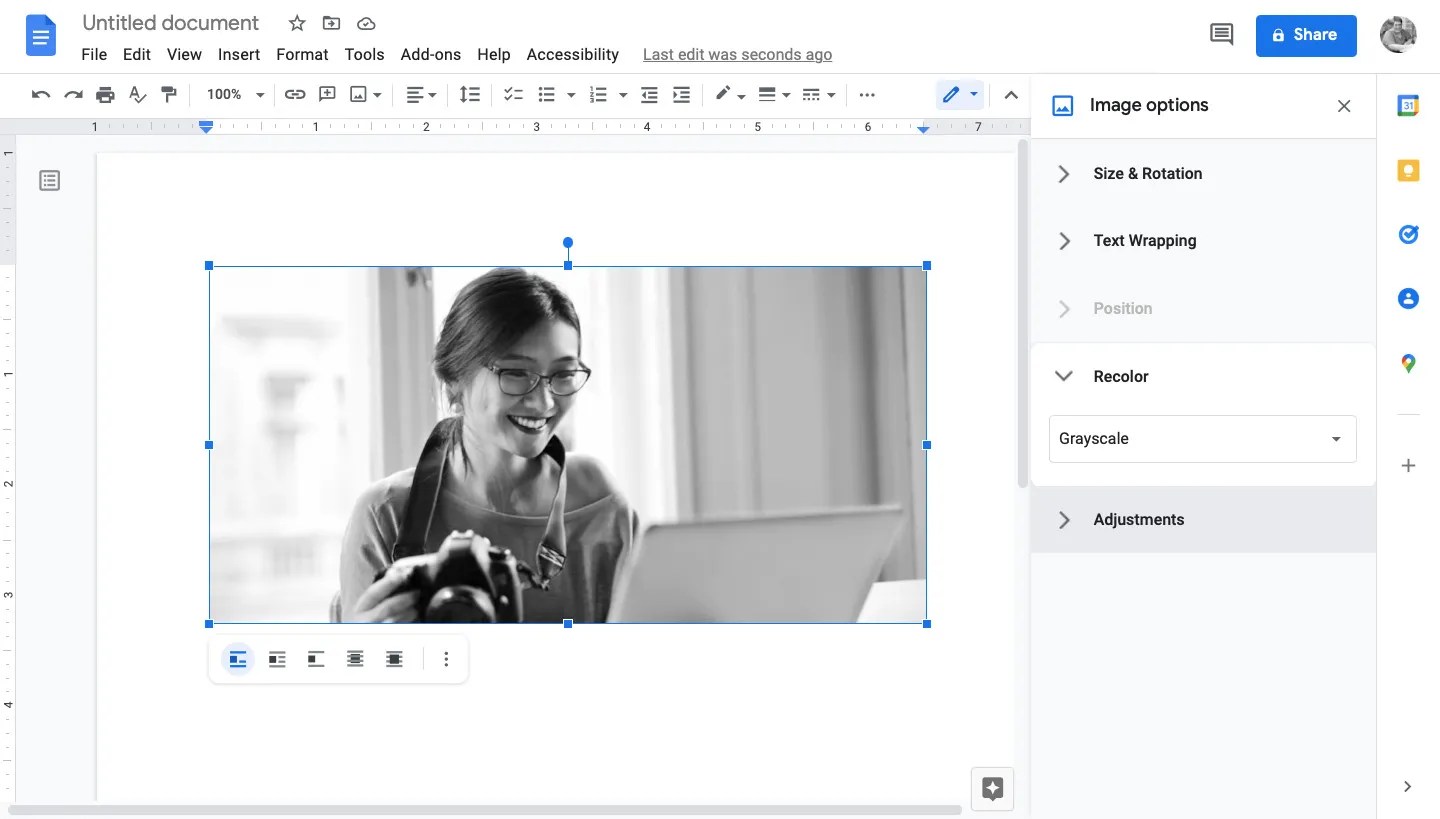 Comment modifier une image dans Google Docs