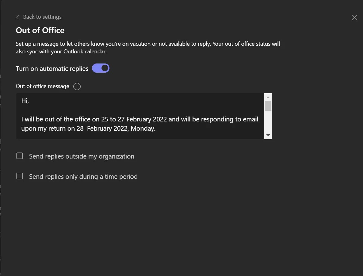How to Set Out of Office Status on Microsoft Teams