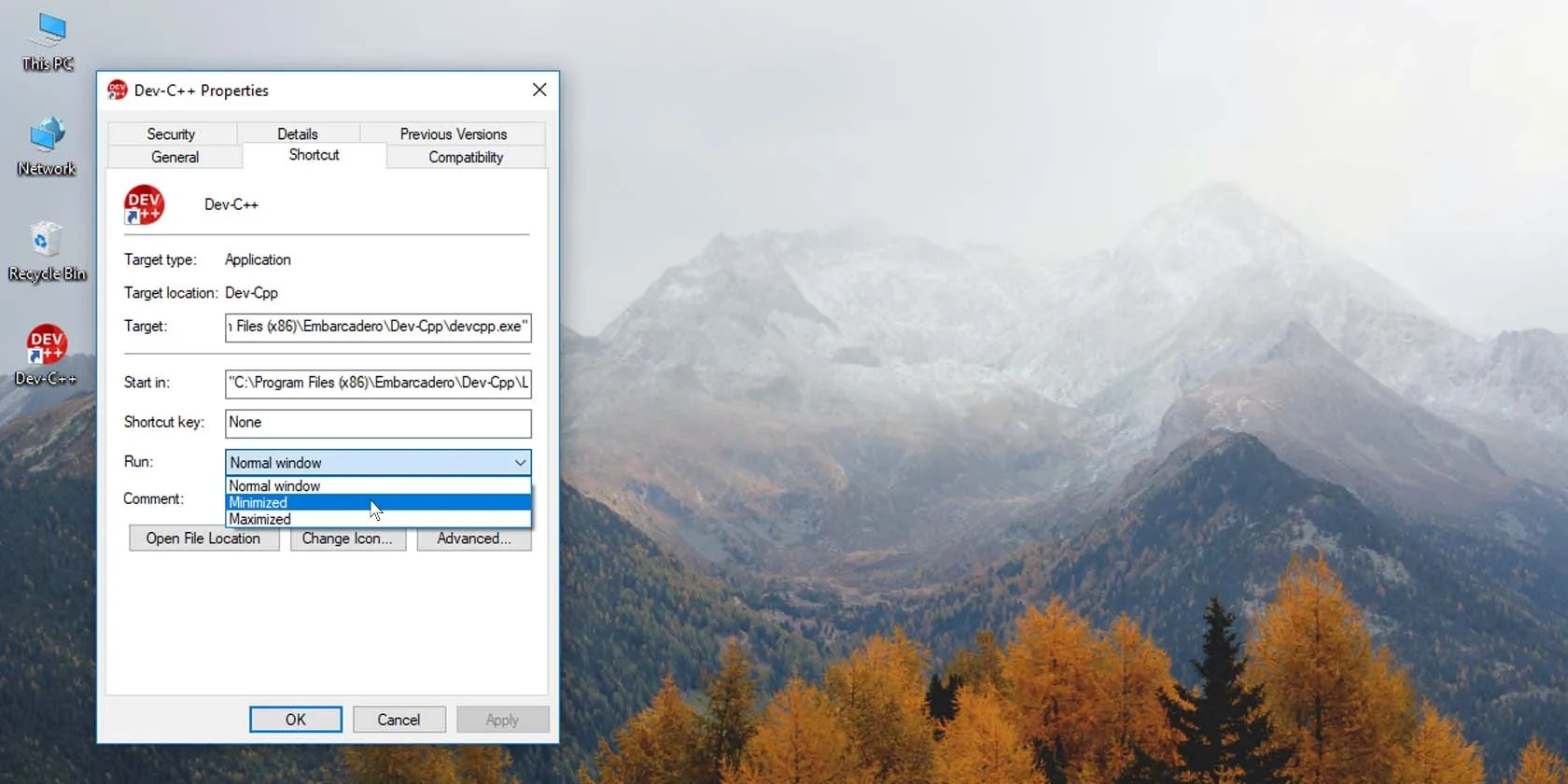 How to Always Start a Program Minimized in Windows 10