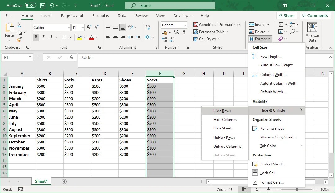 How to Hide or Unhide Columns and Rows in Excel