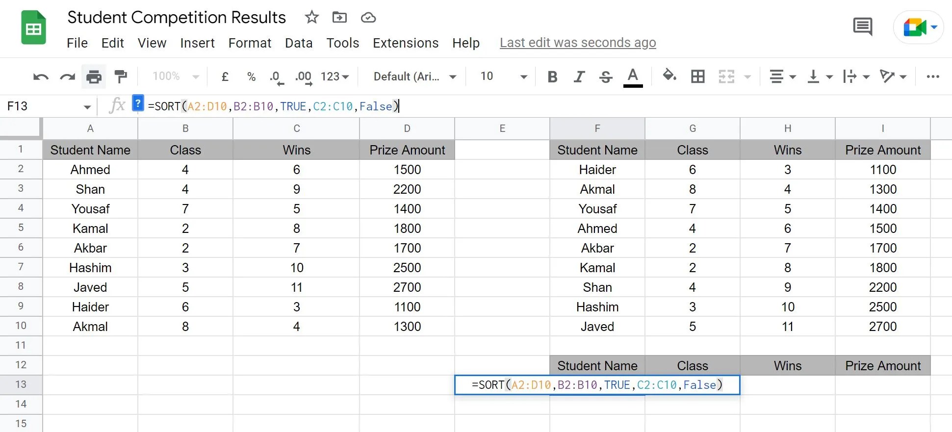 How to Use the SORT Function in Google Sheets