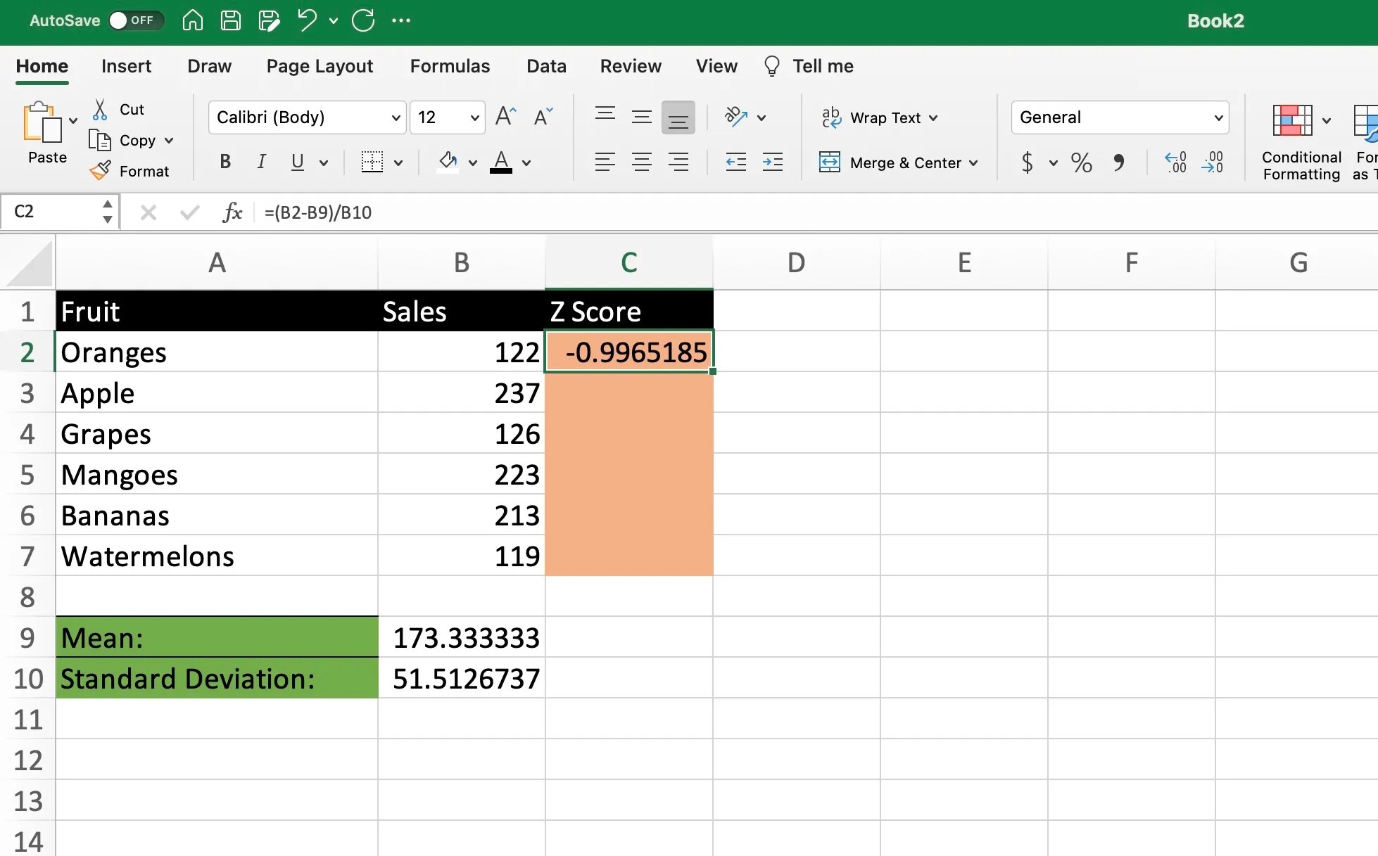 How to Calculate a ZScore in Excel