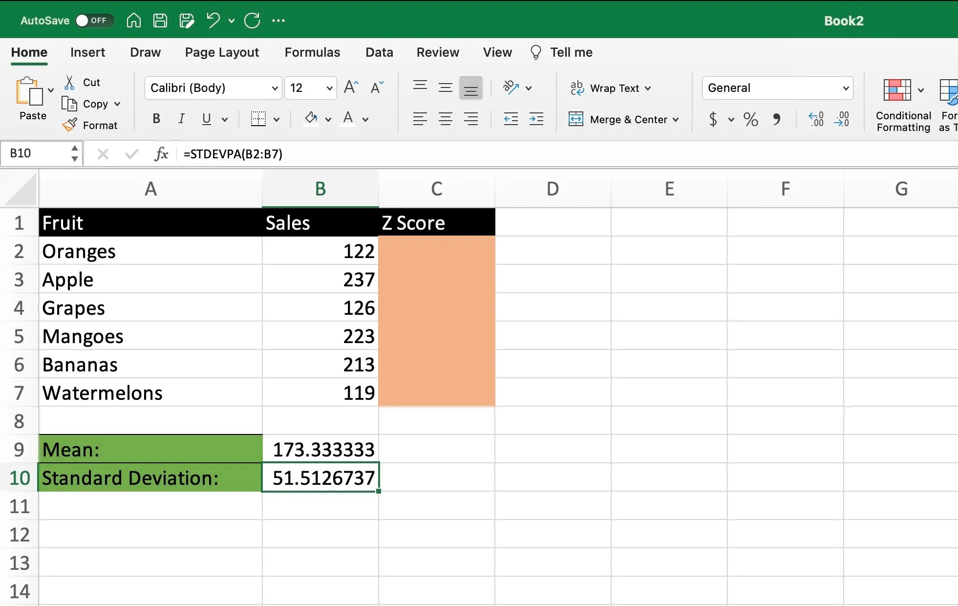 How to Calculate a ZScore in Excel