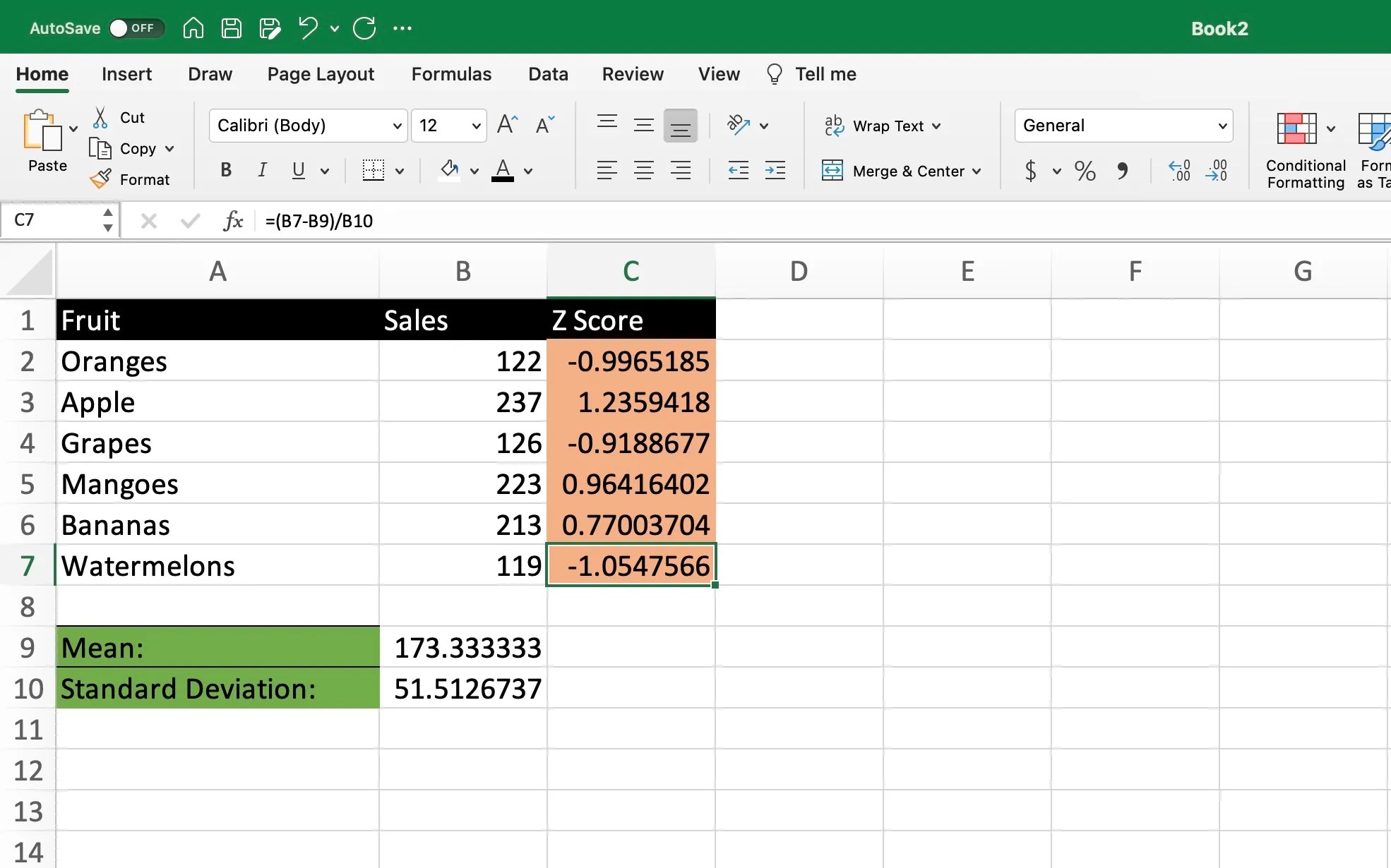 How to Calculate a ZScore in Excel
