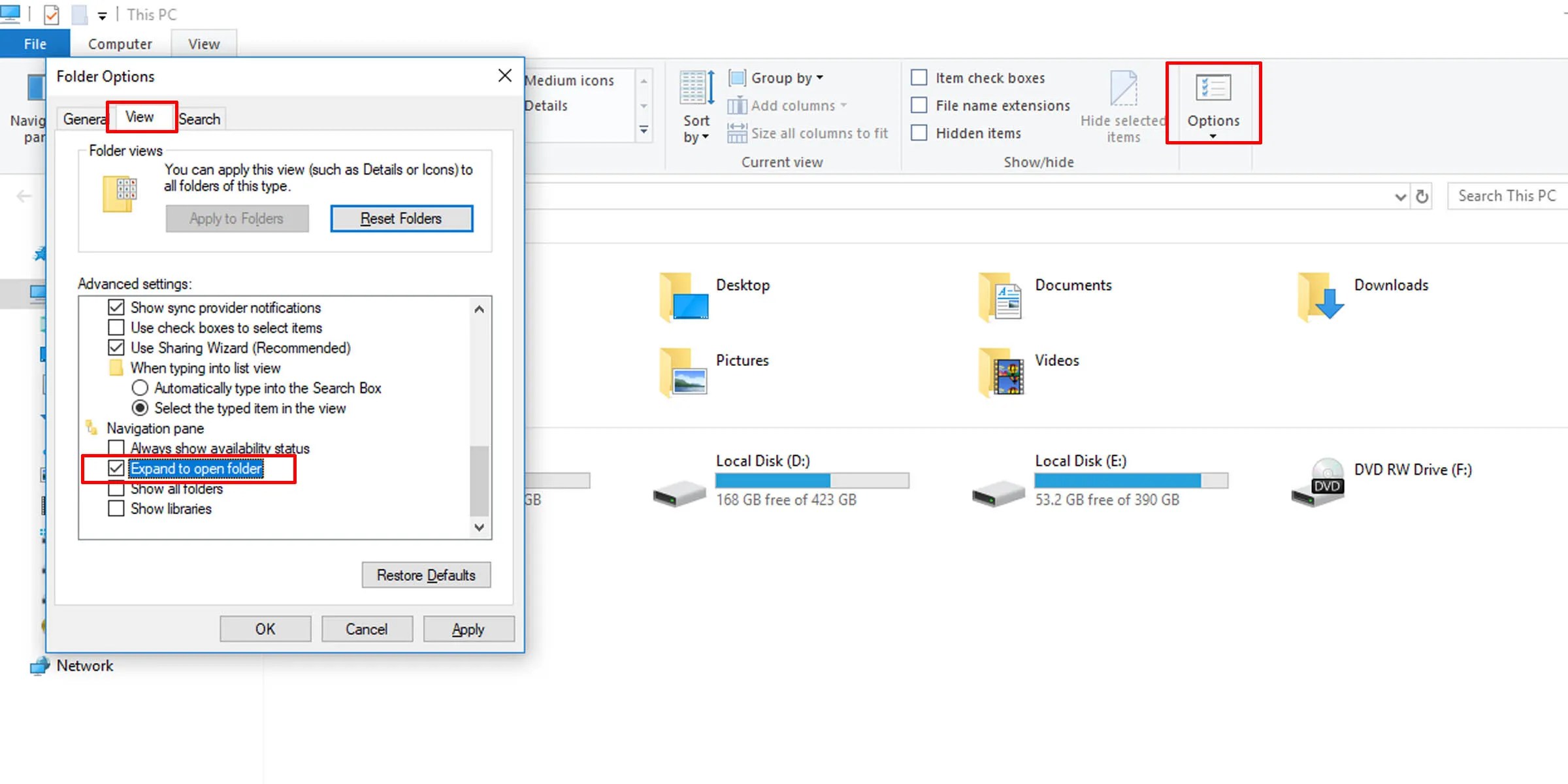 How to Stop the Windows 10 Navigation Pane Expanding to the Current Folder