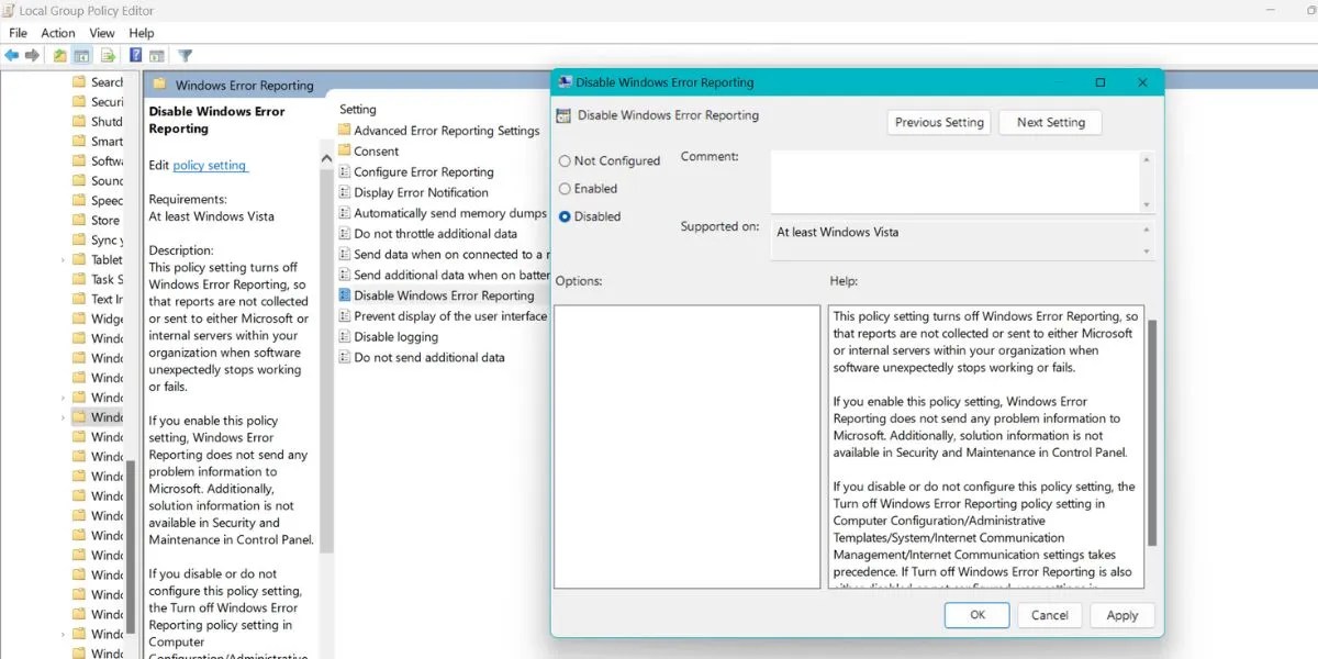 How to Disable Error Reporting in Windows