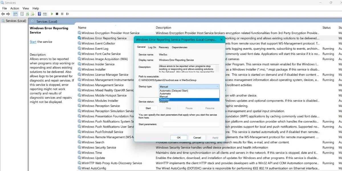 How to Disable Error Reporting in Windows