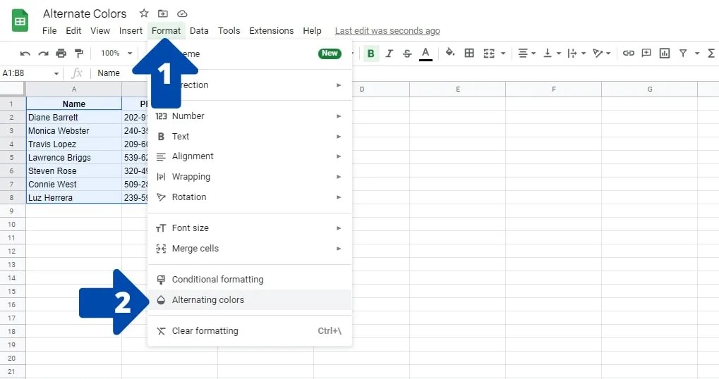 How to Use Alternate Colors in Google Sheets