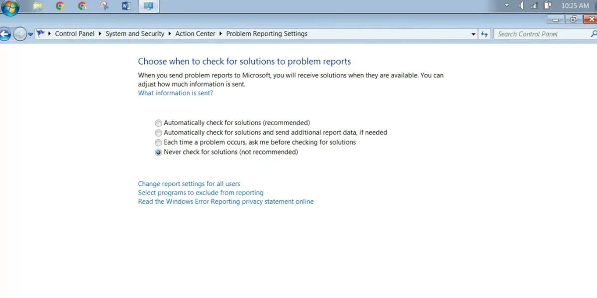 How to Disable Error Reporting in Windows