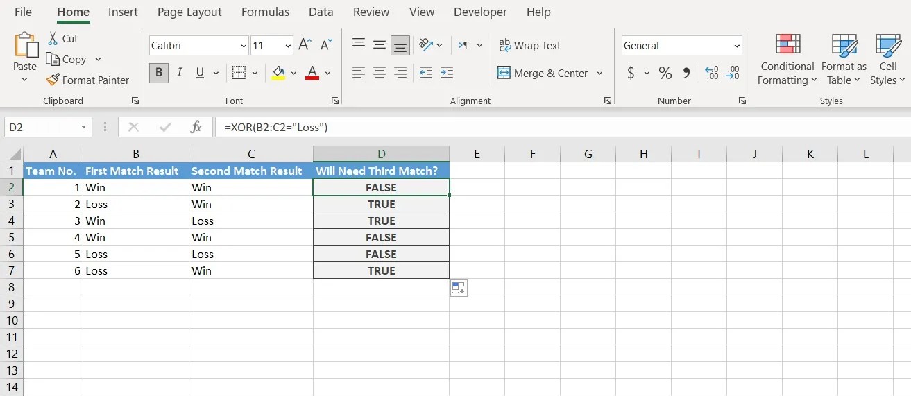How to Use the XOR Function in Excel