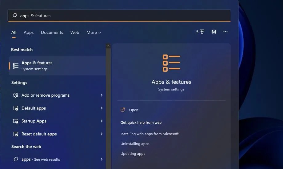 9 Ways to Open the Apps & Features Tool in Windows 11