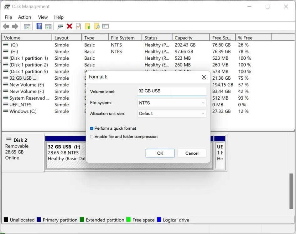 How to Format a USB Drive Into NTFS Format in Windows 11