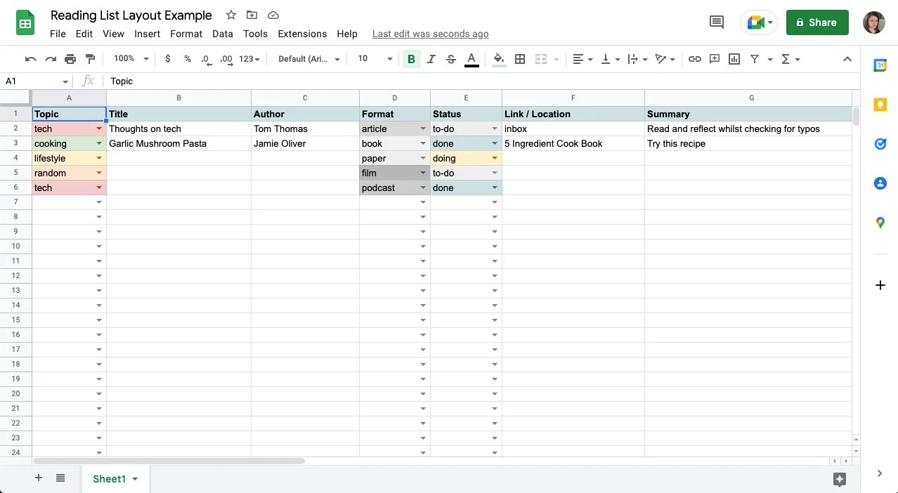 How to Keep Track of Your Reading List With Google Sheets