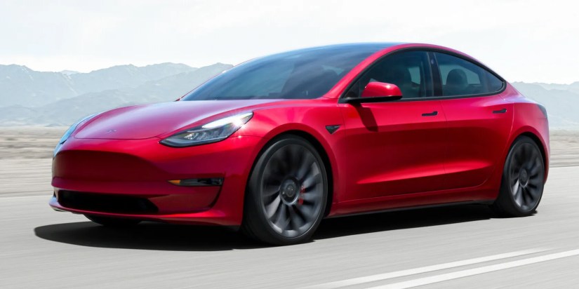 Tesla Model 3 in red